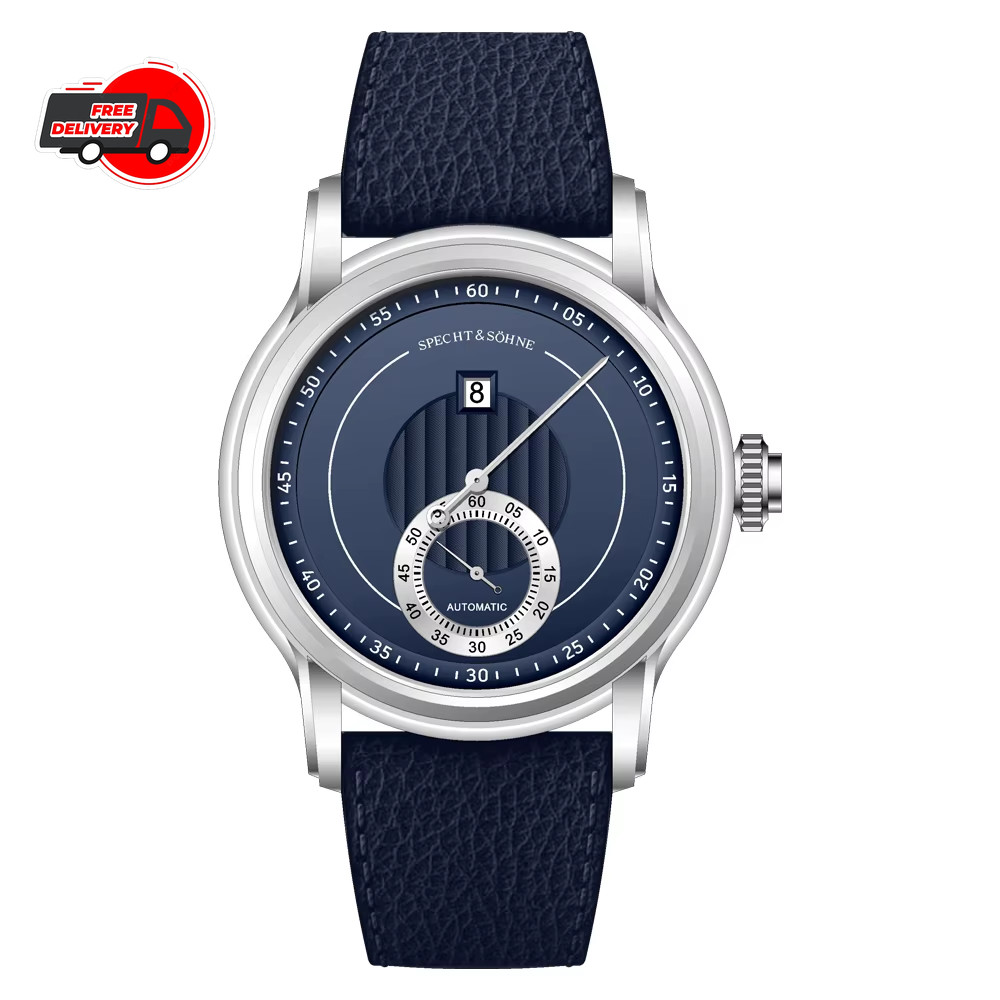 Specht & Söhne Men’s 39mm Jumping Hour Automatic Watch Sapphire Crystal Leather
