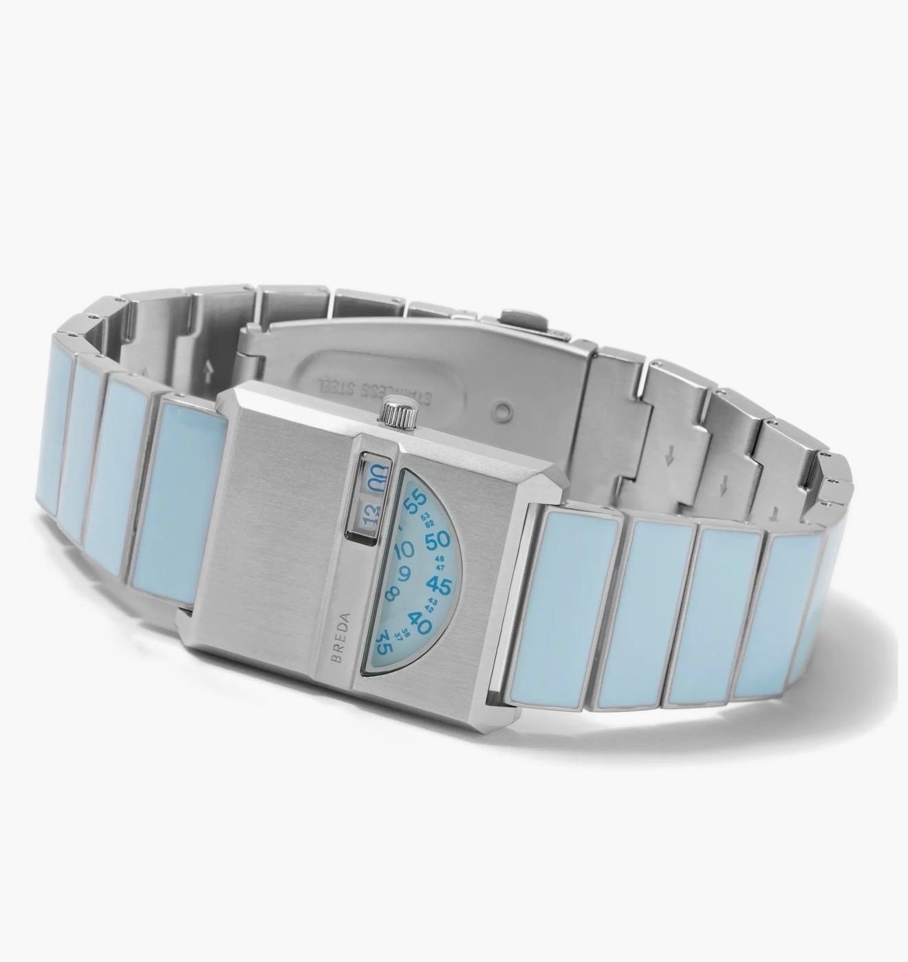 Breda Pulse Tandem Stainless Steel Bracelet Watch, 26mm light Blue/purple