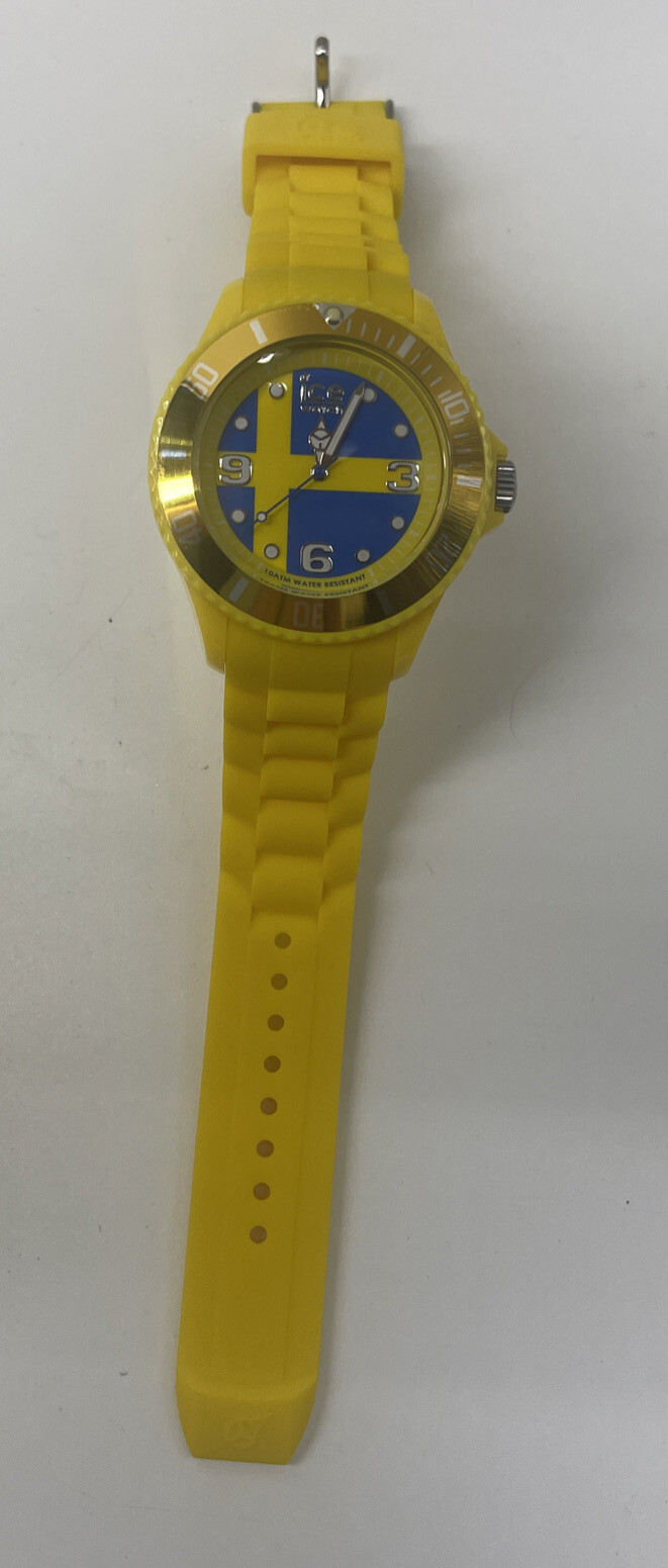 Rare 2012 Ice World Sweden Edition Big Unisex Yellow Blue Analogue Watch New