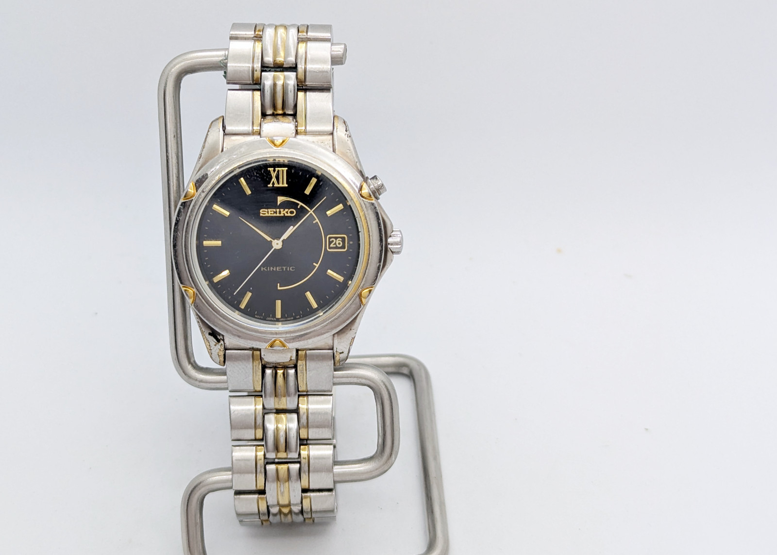 Seiko Kinetic 5M62 Two Tone Blue Sunburst Roman Dial | New Capacitor & Crystal