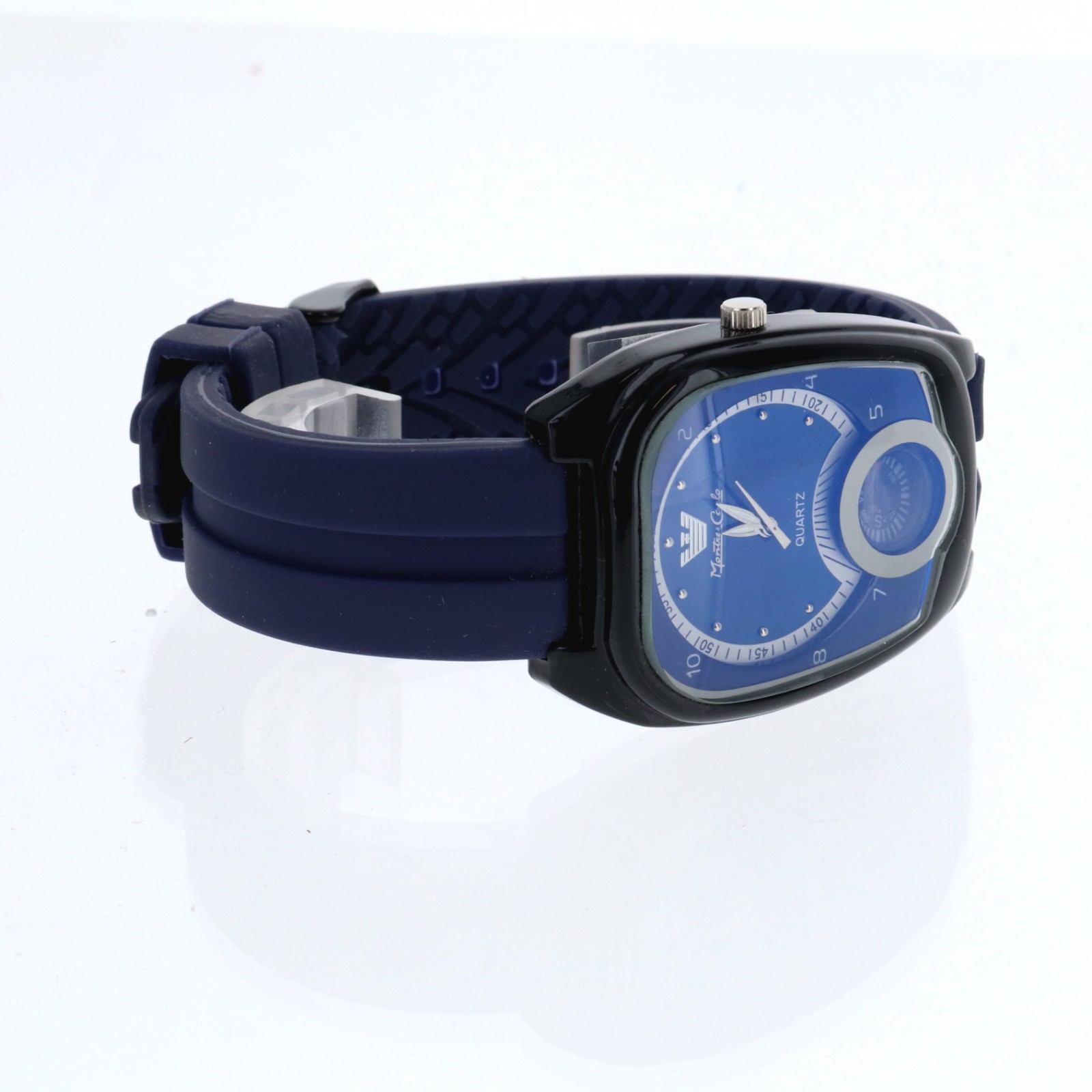 Montres Carlo Men’s Black & Purple Silicone Band Luxury Sport Quartz Watch 39mmW