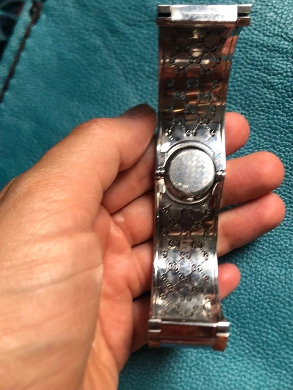 Vintage Gucci Twirl Monogram Bangle Watch Stainless Steel