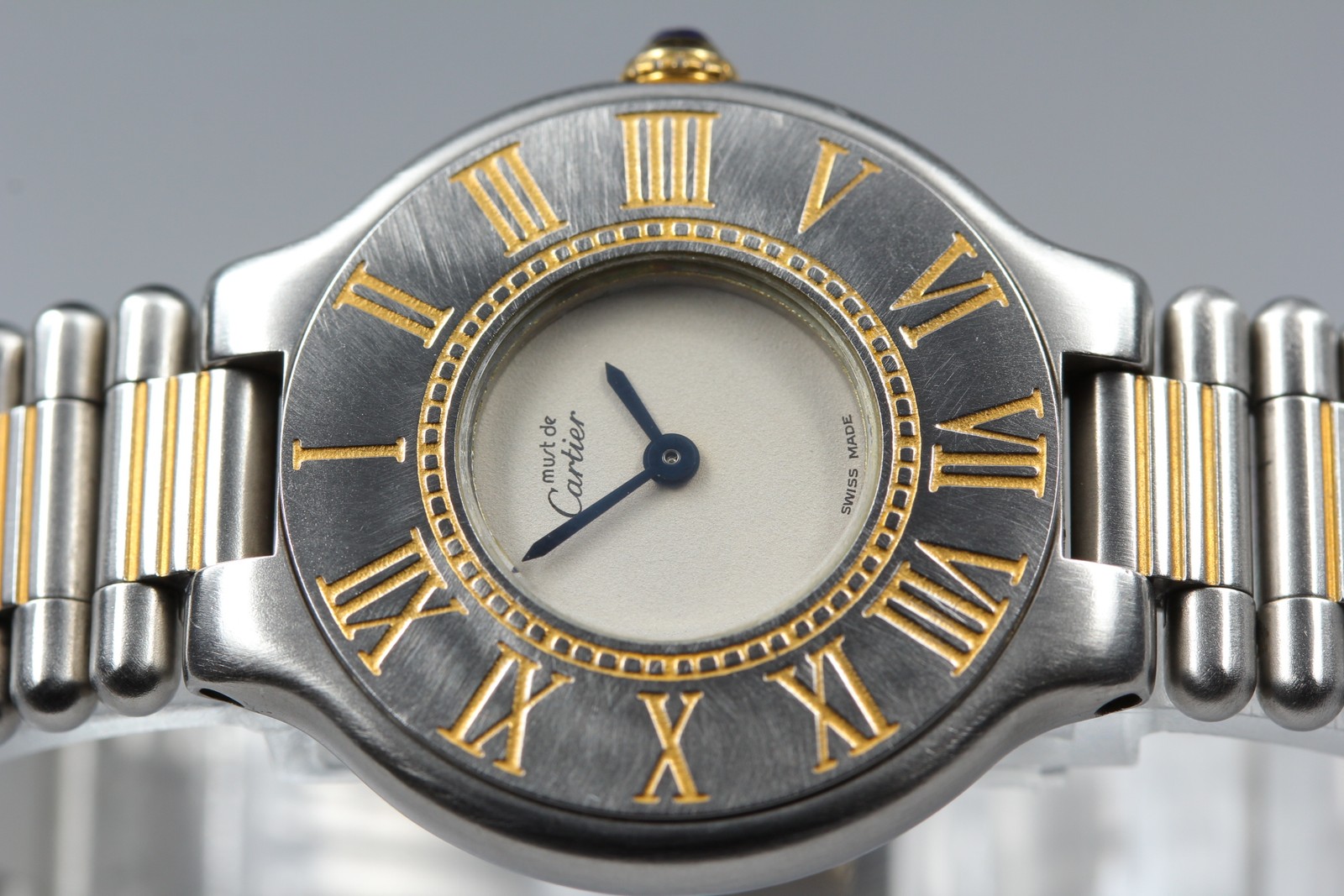 Cartier Must de 21 28mm White Dial Silver Gold Qz Vintage Women’s Watch #o-0801