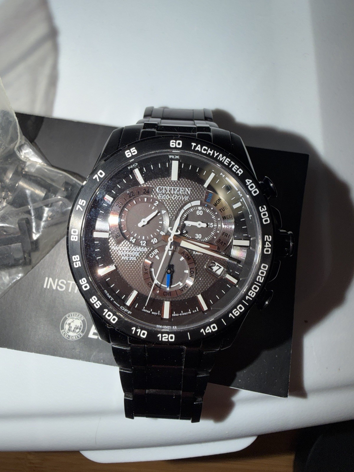 Citizen Eco-Drive Radio Controlled Perpetual Calendar Tachymeter Black 45mm
