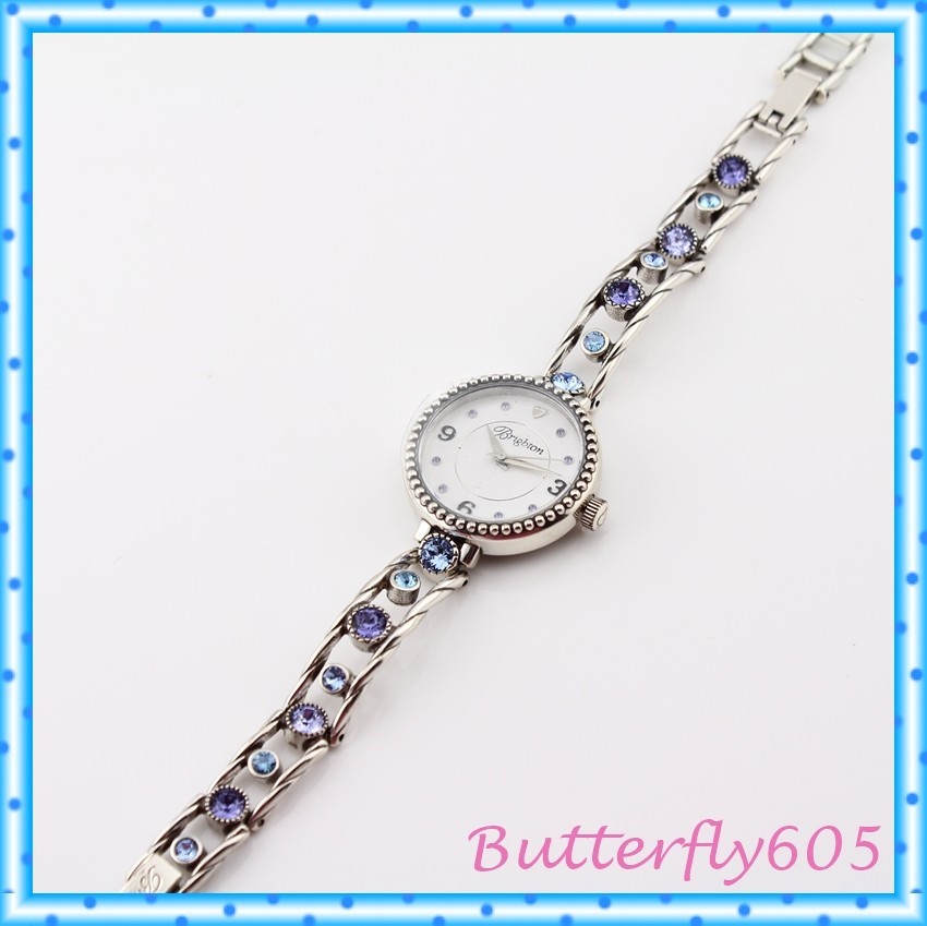 Brighton Halo Corona Blue Purple Crystal Watch Silver $148