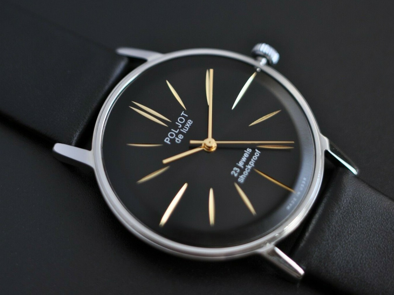 NOS! Poljot De LUXE Extra SLIM Watch Men’s Vintage USSR Case St.Steel R.
