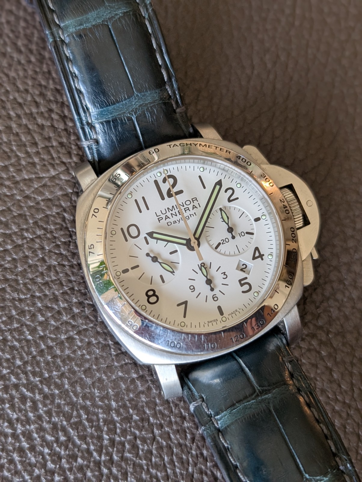 Panerai Luminor Daylight Chrono White Dial PAM00188 With Box & Papers