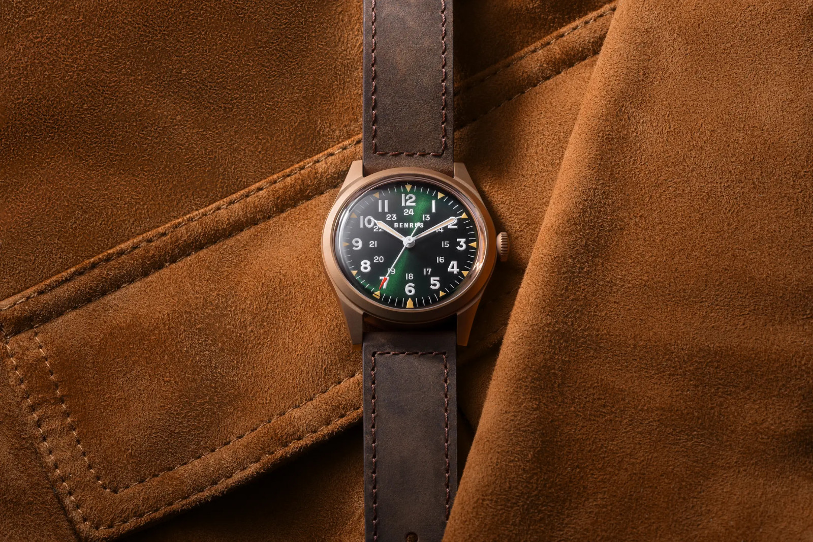 BENRUS DTU UB Swiss Automatic 38mm Bronze PVD Field Watch DTU-BR-G-038-03