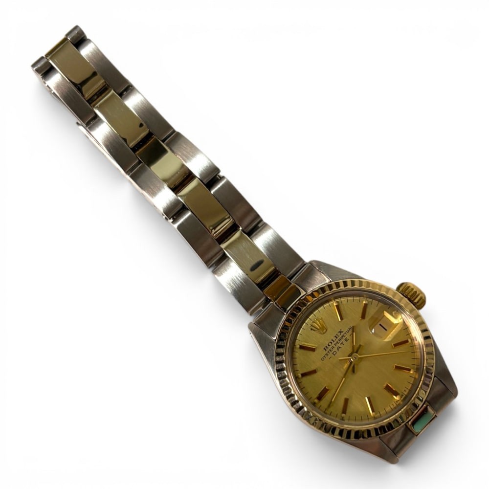 Full Set 1972 Rolex Ladies Date Two Tone 26 mm Champagne Automatic Watch 6917