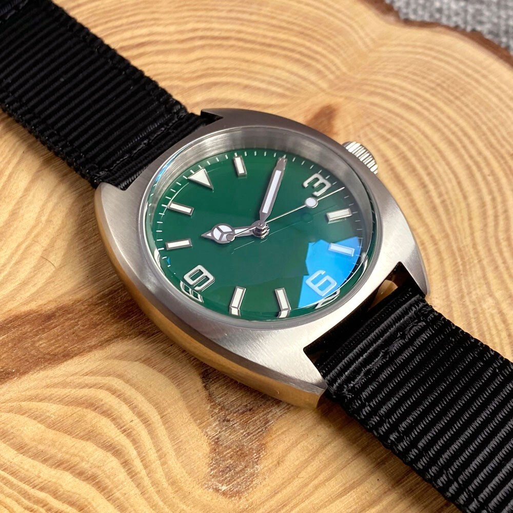 Tandorio New 36mm Miyota 8215 Automatic Military Men Diver Watch Green Dial