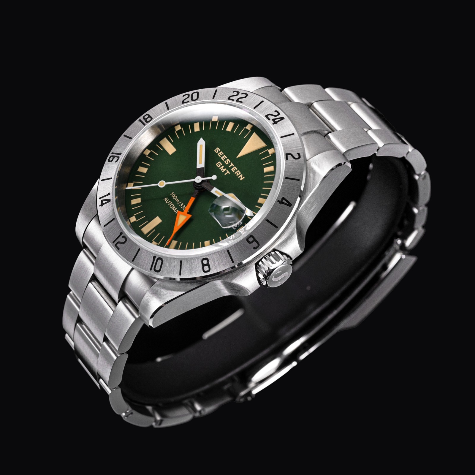 SEESTERN GMT, The Vintage Explorer, Green, NH34, Sapphire, Lume, 100m Diver,BNIB