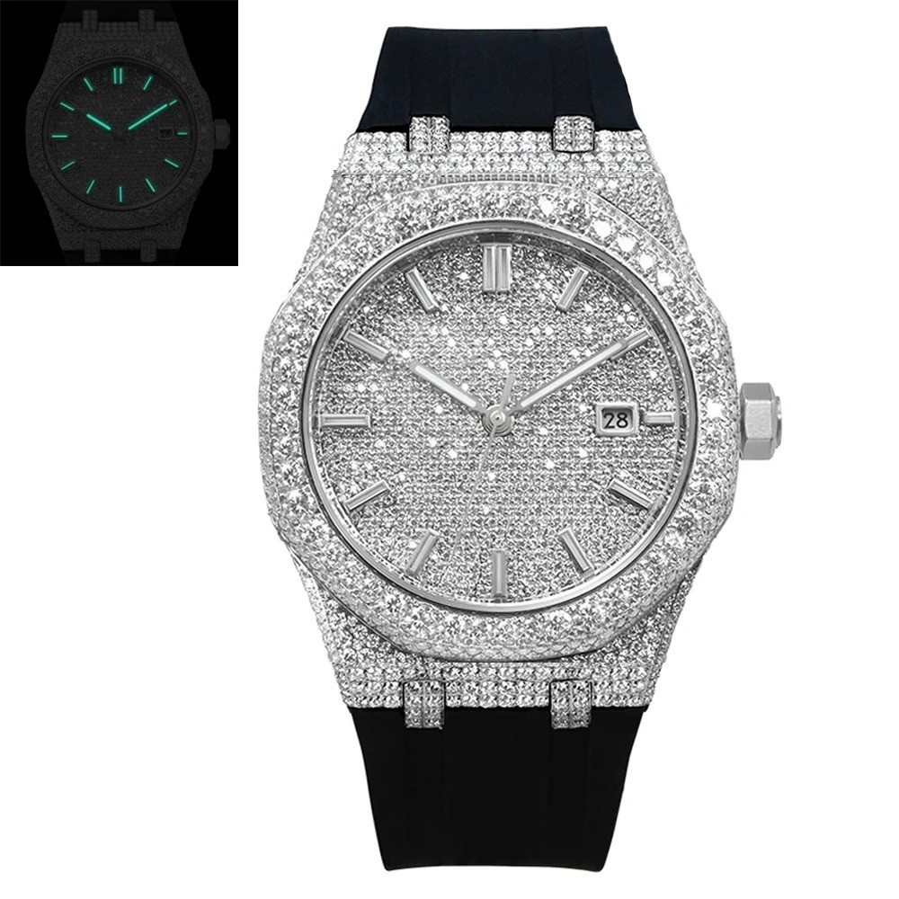 VVS 8.15ct Moissanite Iced Out Men Watch 9015 Automatic Mechanical Movement
