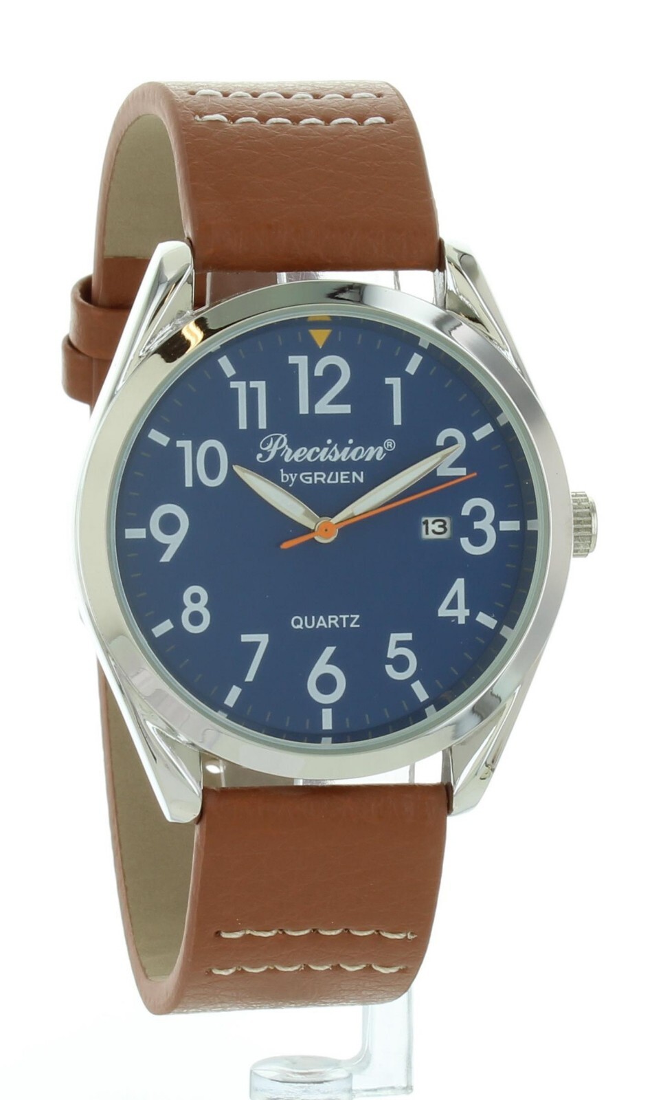 New Old Stock Gruen Precision Men’s Quartz Watch With date brown leather band