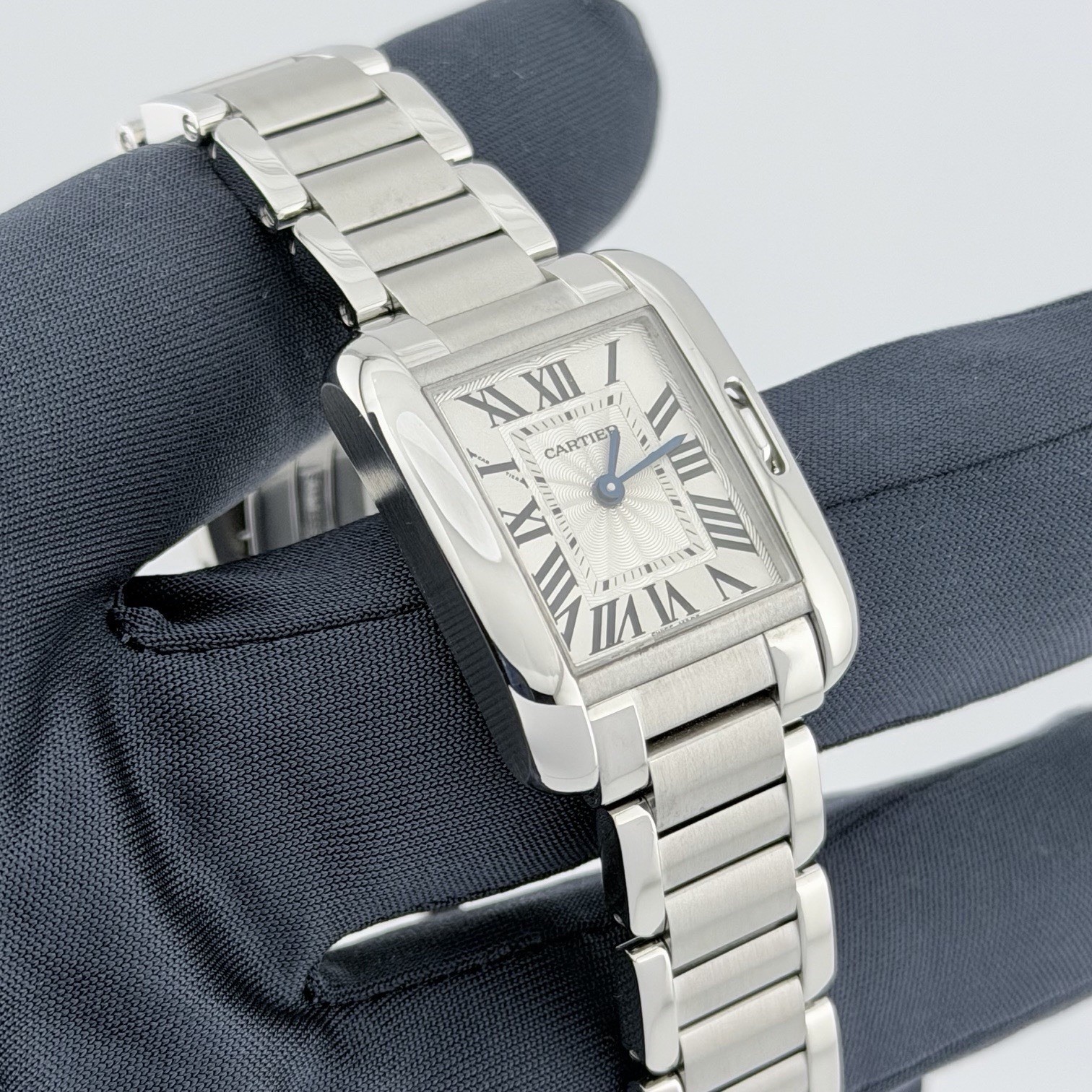 Cartier Tank Anglaise 3485 W5310022 23mm Silver Roman Dial Stainless Steel