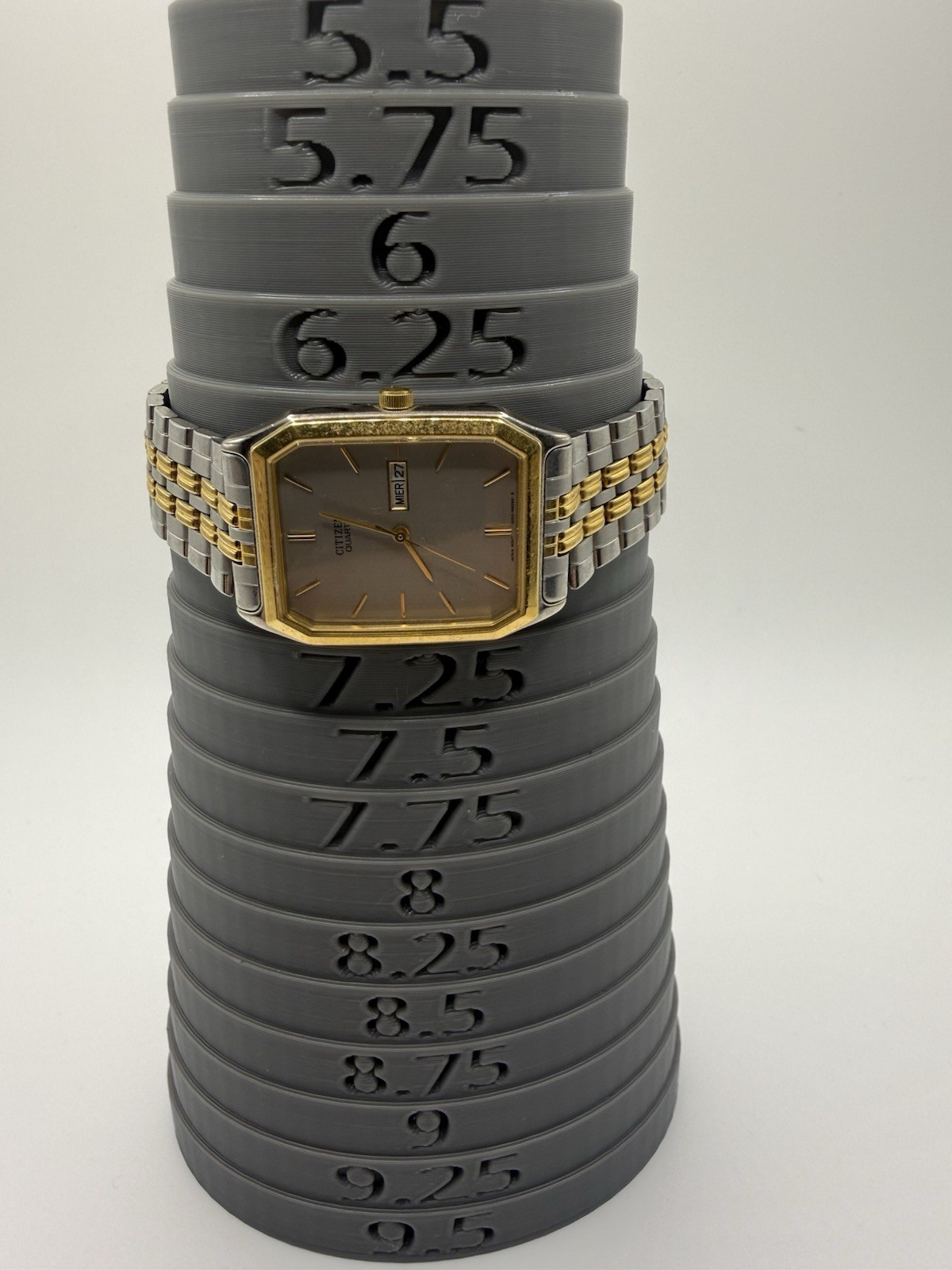 Citizen 1000-S63871 Quartz Thin Rectangle Tank Watch Date Two Tone Mens Works