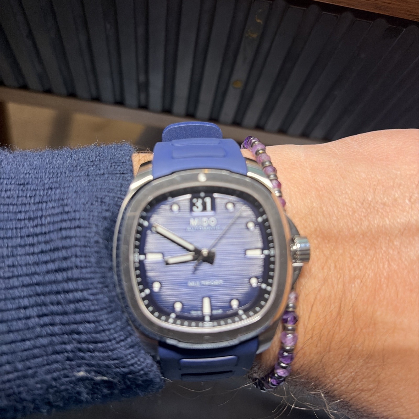 MIDO Multifort 40mm Auto Blue Sunburst Dial Rubber Strap Date 100m Box