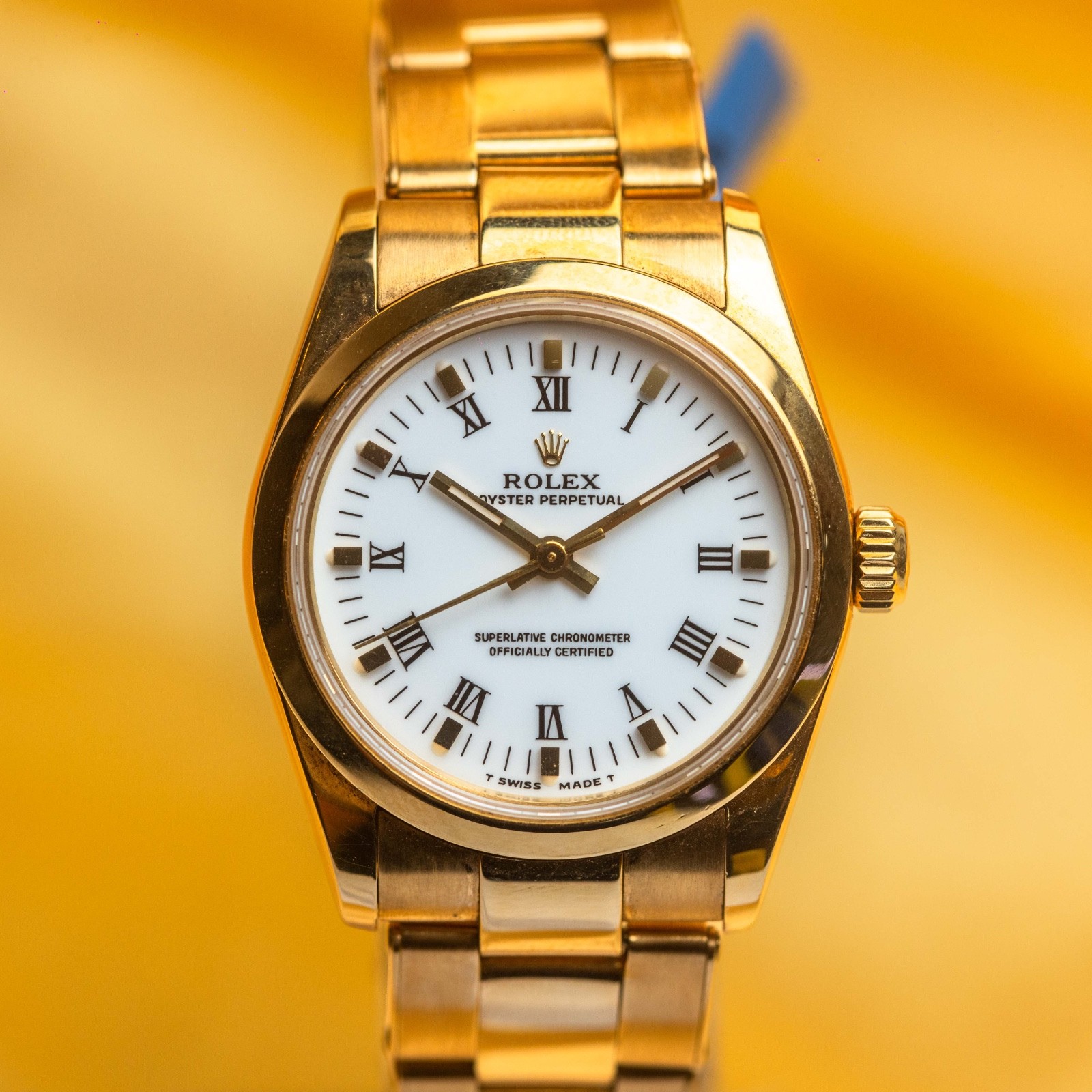 Rolex Oyster Perpetual President 18k White Roman Dial 31mm – 67518