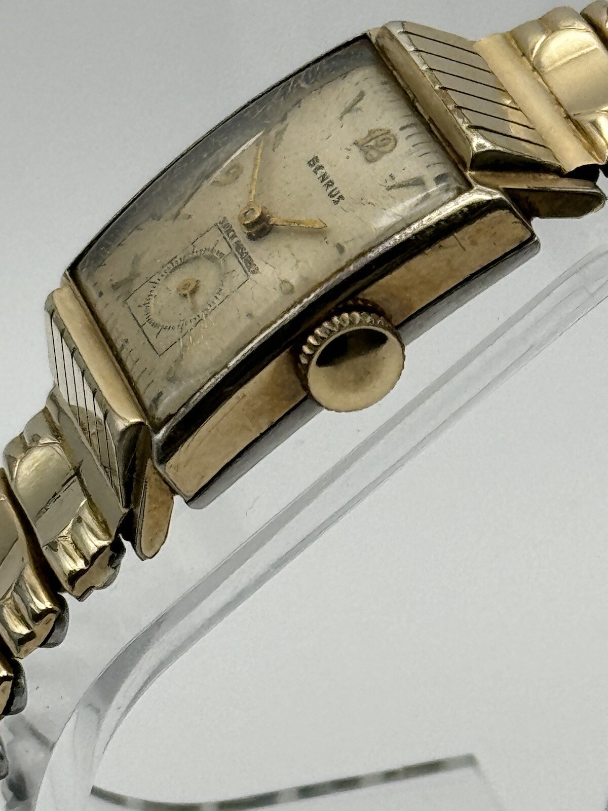 Benrus, Tank Style, Mechanical Watch With Box, Parts/ Repair, Vintage