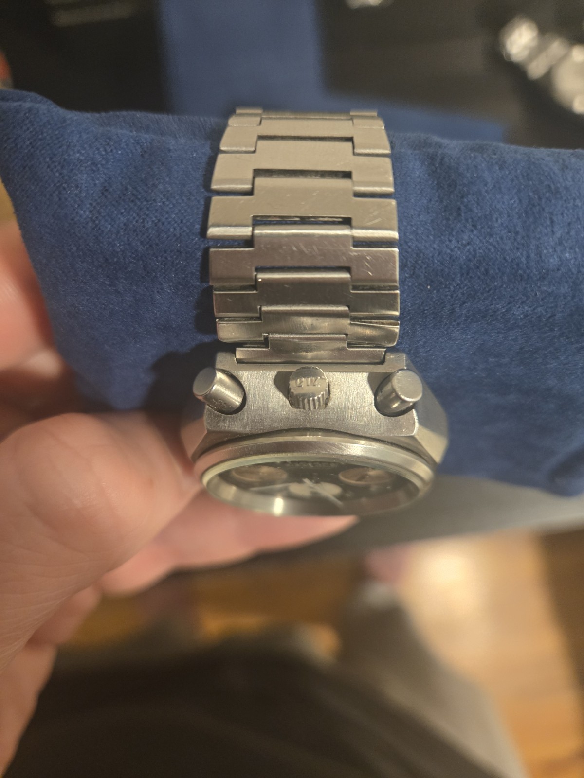Citizen Bullhead 8110 Automatic Chronograph 23 Jewels Panda Dial. Runs Great
