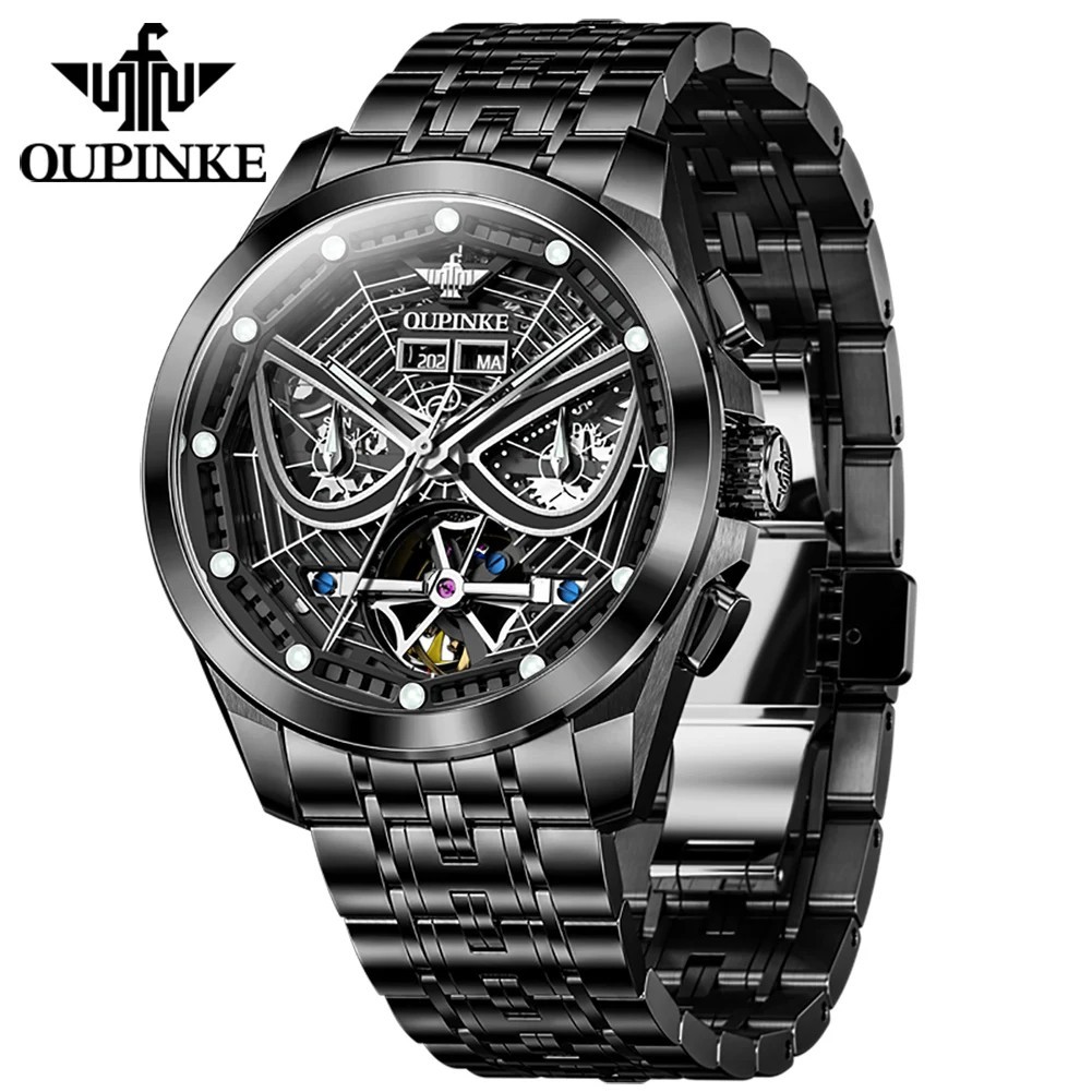 Automatic Mechanical Watch Waterproof Skeleton Luxury Dial Men Men’s Strap