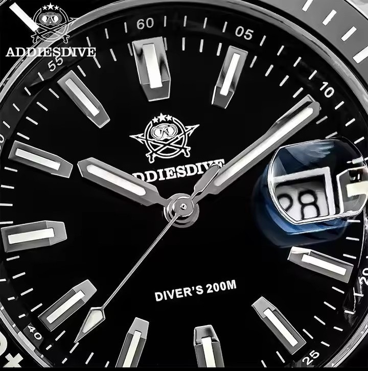 ADDIESDIVE 200M Dive Watch Japanese Quartz 41MM Ceramic Bezel Stainless Steel