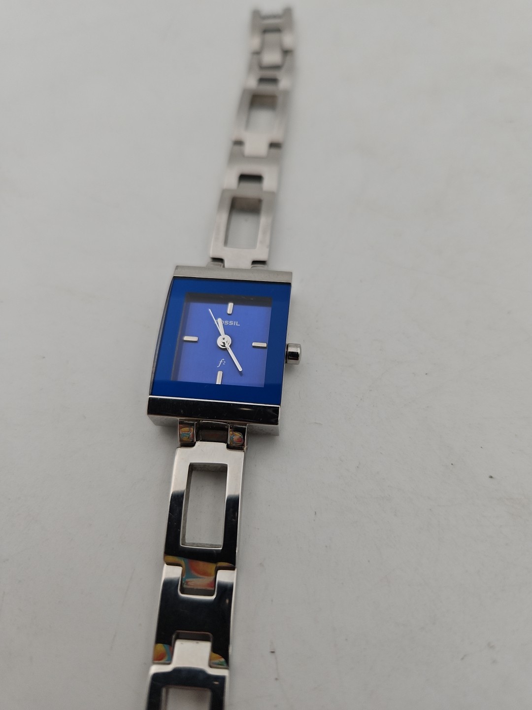 Fossil F2 Blue Square Dial 17mm Women’s Watch ES-9389 NEW Battery