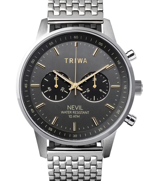 TRIWA Smoky Nevil NEST114 Chronograph Gray Silver Quartz Watch Sweden Y870154