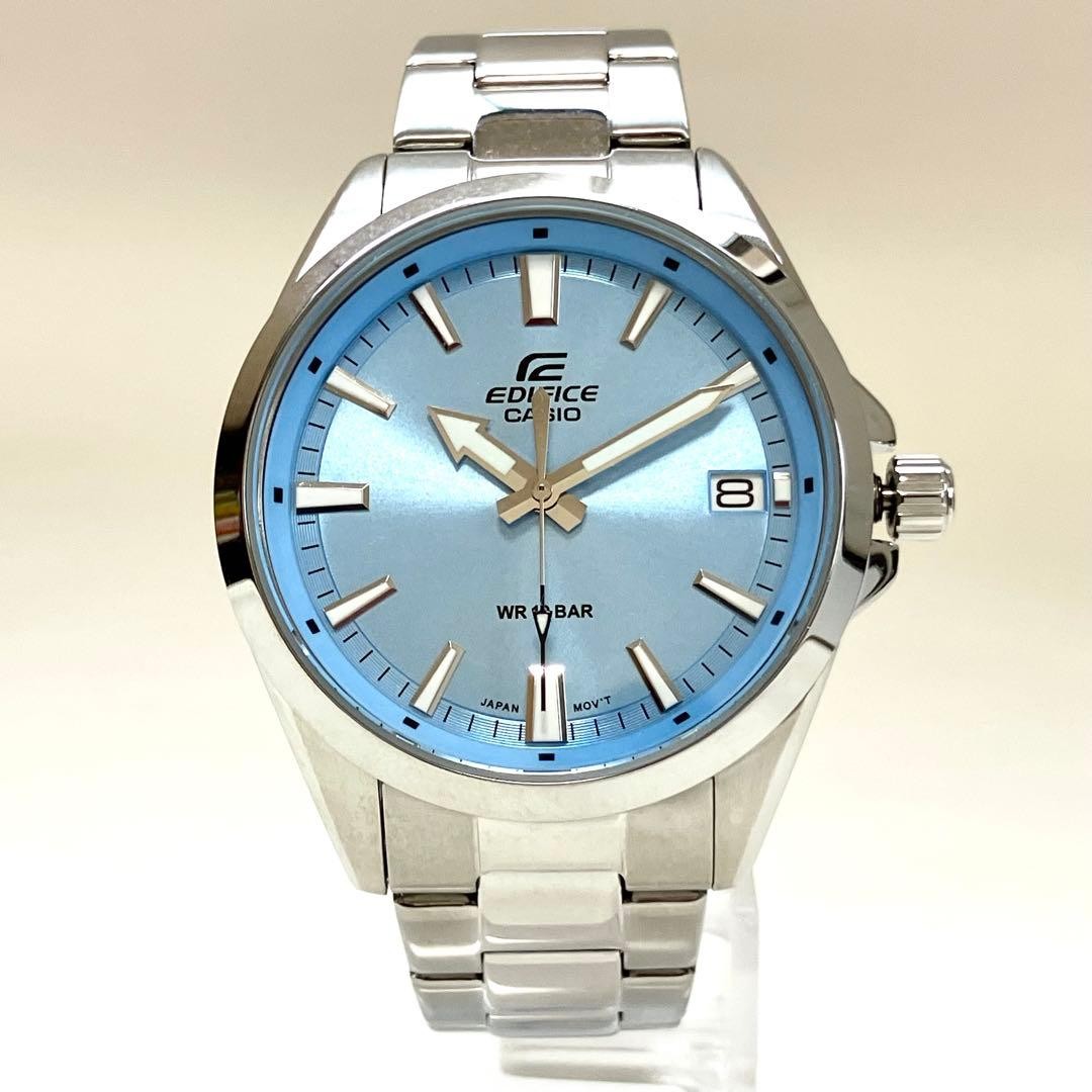Casio Edifice EFV-100DJ-2BJF Quartz Mens Watch Light Blue Dial Full Metal Japan