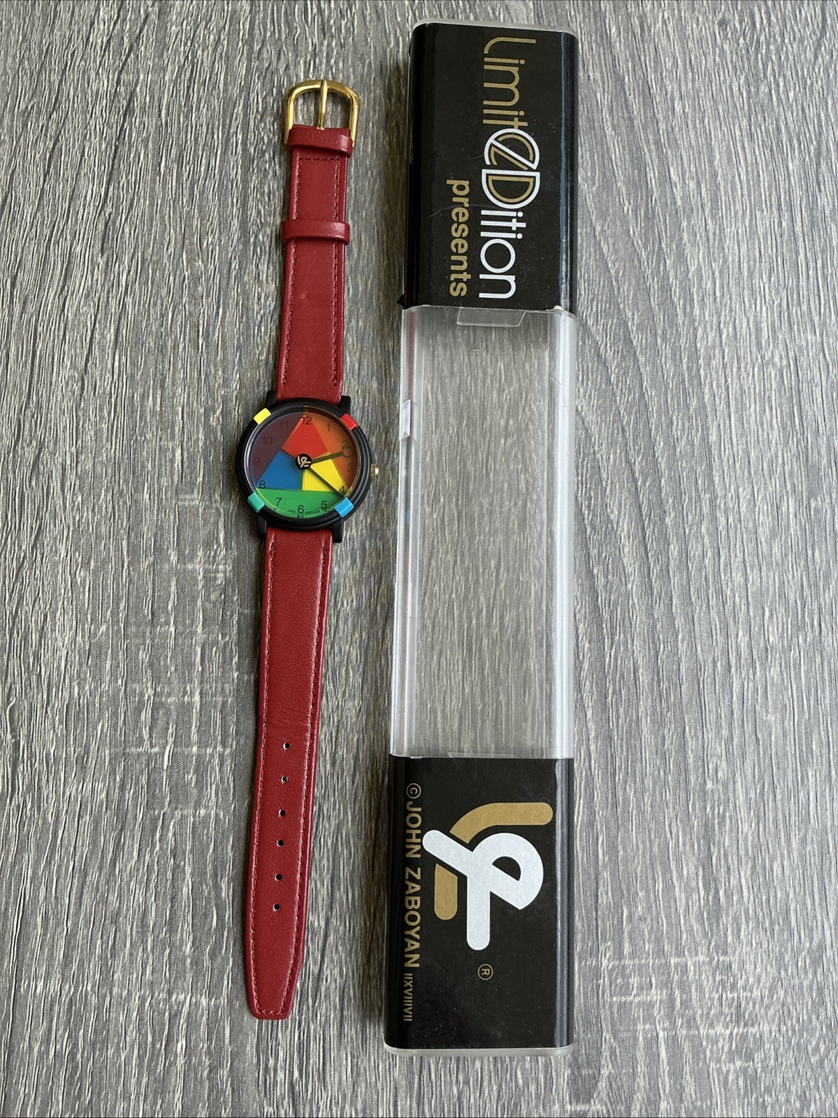 Vintage 90s John Zaboyan Watch New Battery Unisex Limited Edition Box Geometric