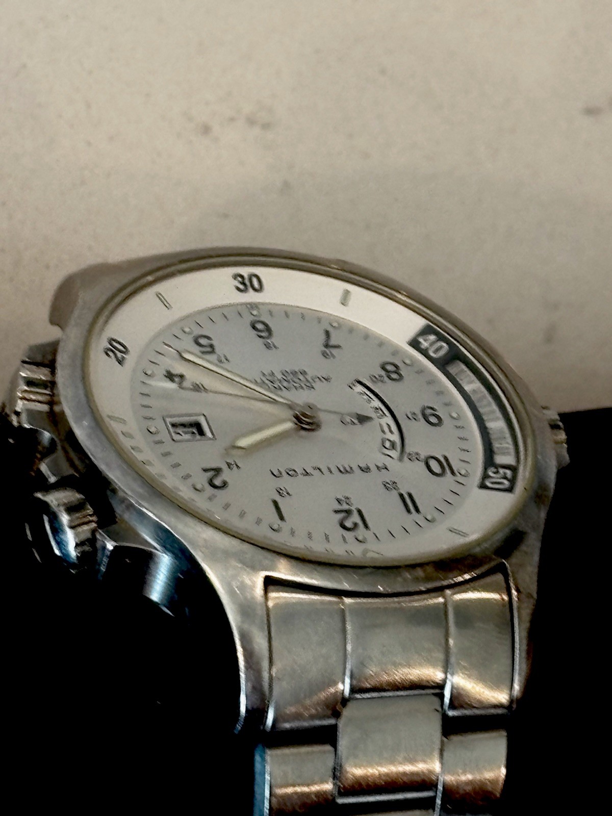 Hamilton Khaki GMT World Time H776250 Automatic Silver Dial SS Bracelet Rare