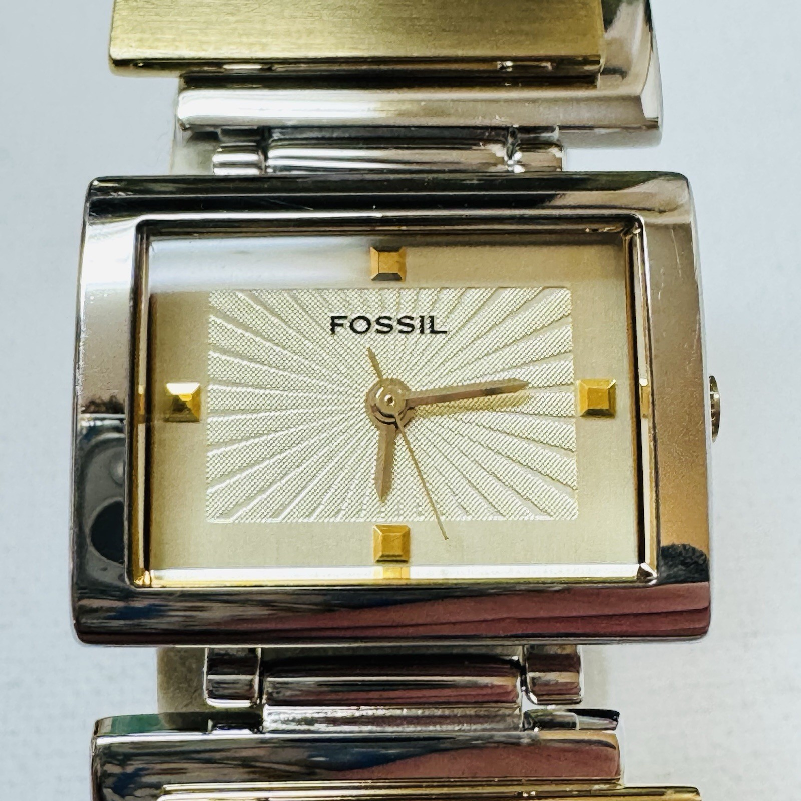 Fossil F2 Women’s Two Tone Asymmetrical Bracelet Watch Silver Gold ES-1866