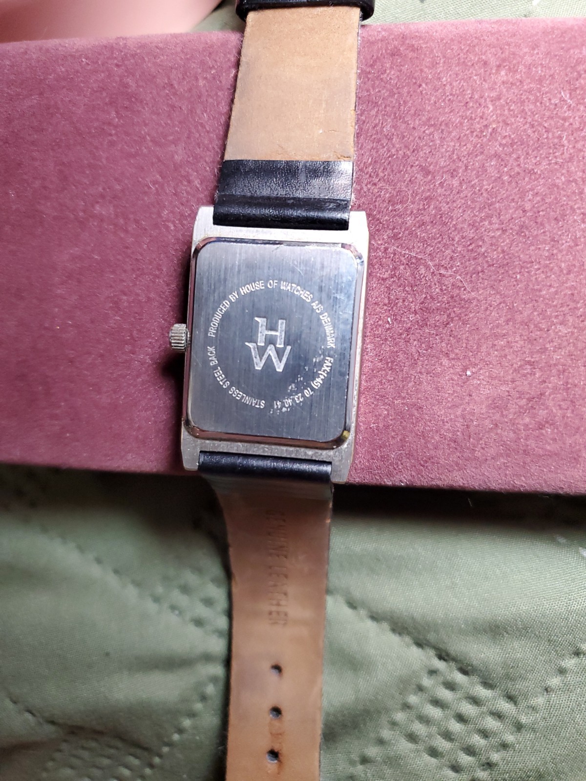 House of Watches Denmark Brushed Silver Rectangular Watch Black Band New Battery