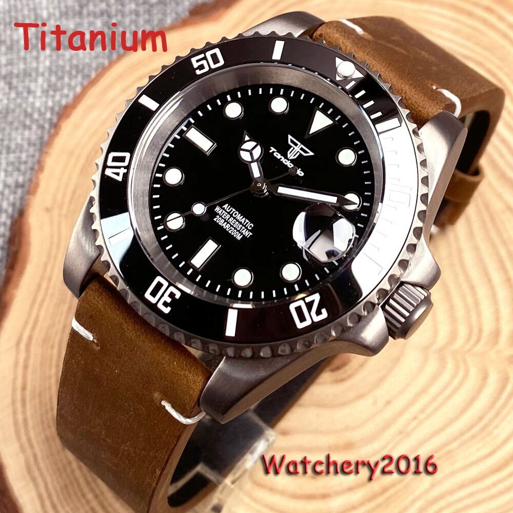 Tandorio 40mm T2 Titanium Watch Men 20Bar Water Resistance 120 Clicks Japan NH35