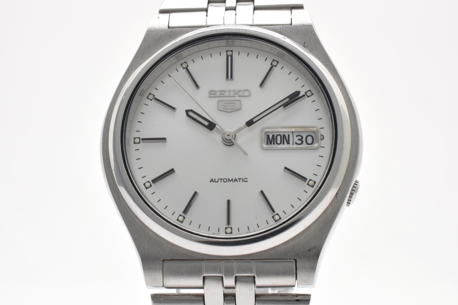【Exc+5】SEIKO 5 7S26-3170 Automatic Vintage Mens Round Watch White Dial Japan