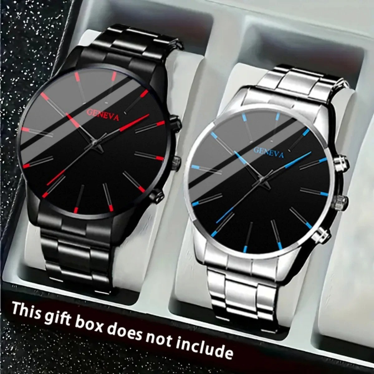 2pcsWaterproof Watch Stainless Steel Quartz Luminous Classic Business Wristwatch