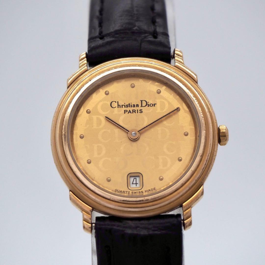 Christian Dior Quartz Ladies Vintage Watch Date Gold Logo Dial Japan