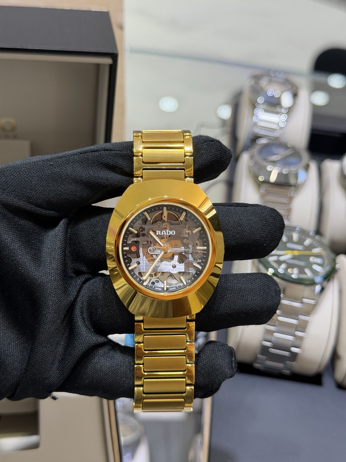 New Rado Original Automatic DiaStar Skeleton Yellow Gold Men’s Watch R12164153