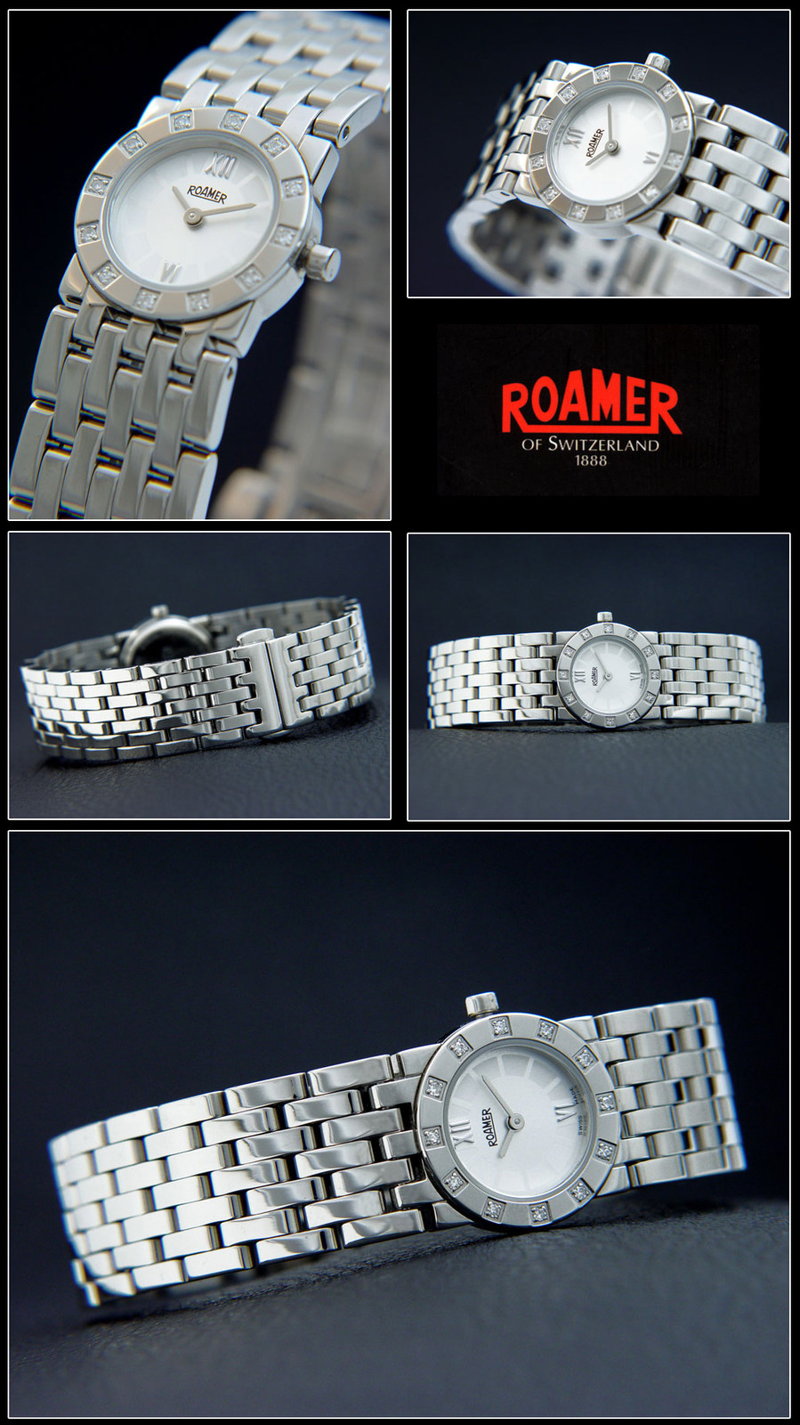 Roamer Watch Dreamline 12 Diamonds Stainless Steel Folding Clasp Swiss Made