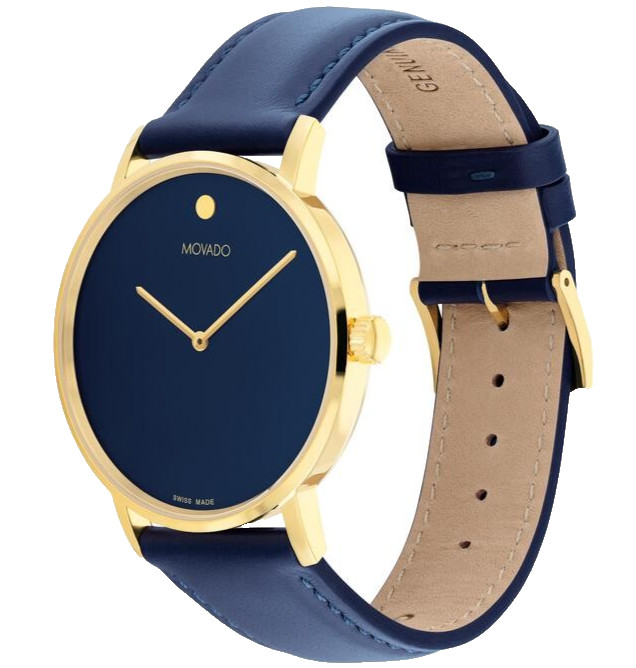 MOVADO 0608100 DARK PURPLE DIAL & LEATHER STRAP 40MM GOLD WOMENS WATCH