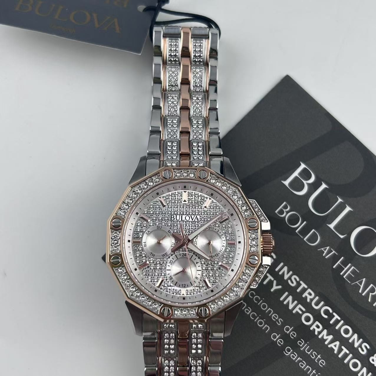 Bulova Octava 98C133 White Dial Rose Gold Stainless Steel Men’s Quartz Watch