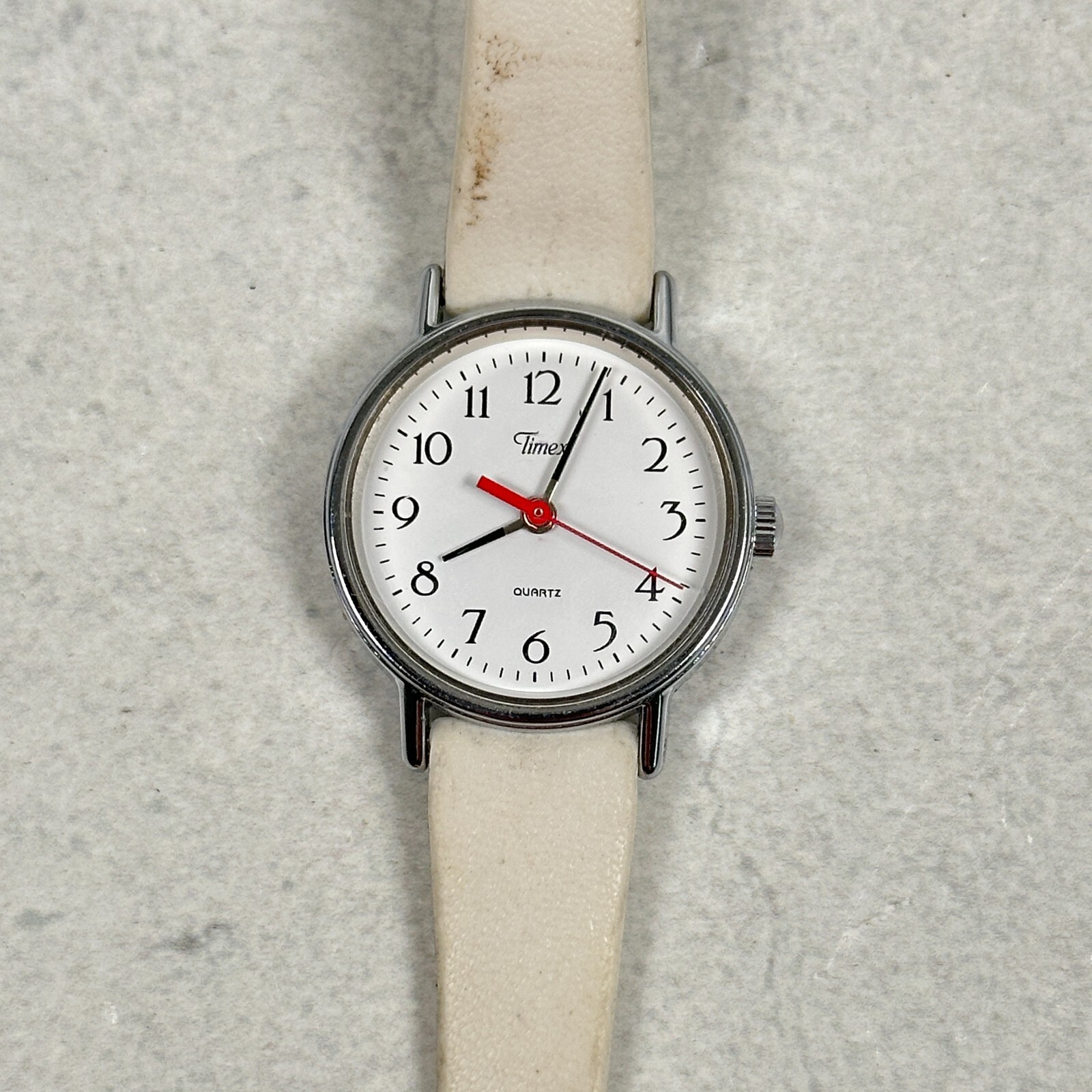 VTG Timex Watch Womens 23mm Round White Dial Silver Tone Classic New Battery