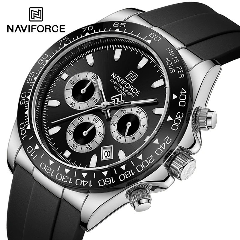 45MM NAVIFORCE Luxury Quartz Diver Watch Men Silicone Waterproof Luminous NEW