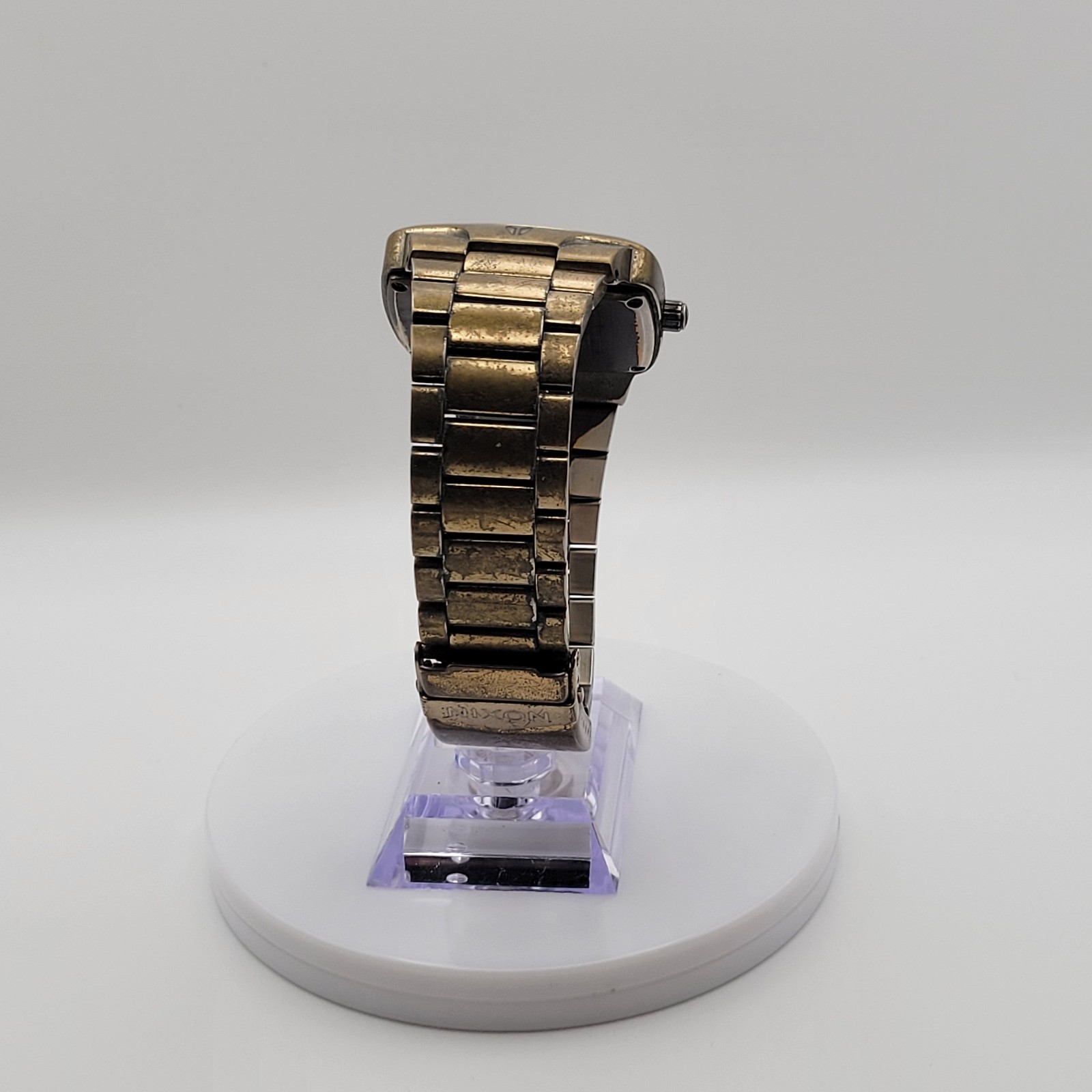 Nixon The Player Antique Brass Watch Distressed Bronze Diamond Dial 100M 8K