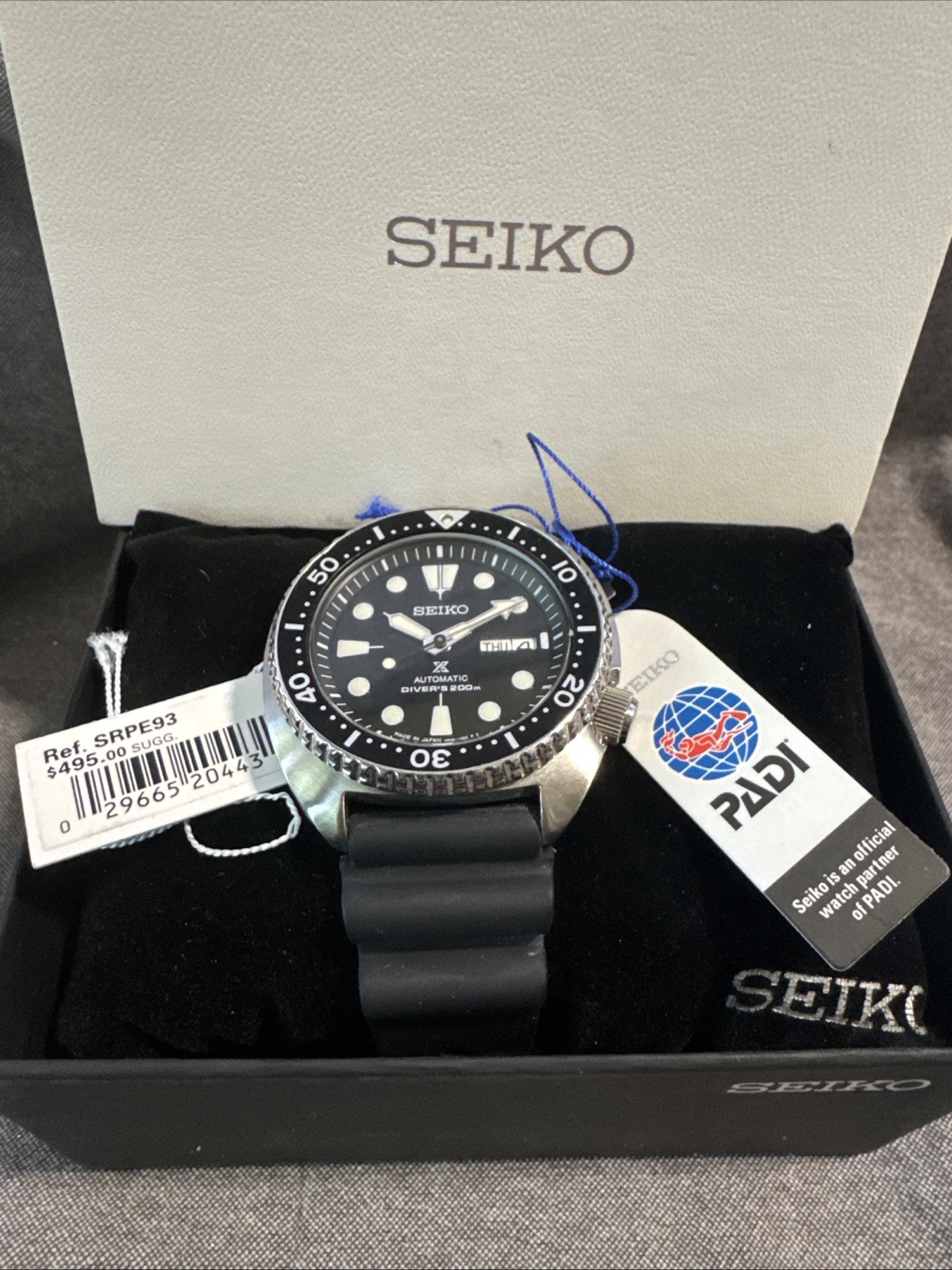 Seiko Prospex Turtle SRPE93 Automatic 45mm Case Men’s Black Rubber Watch Band