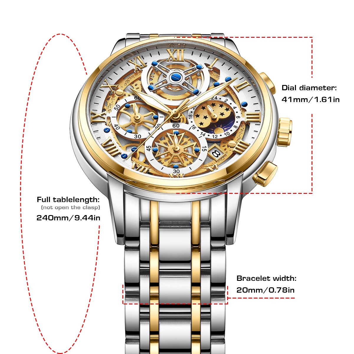 Classic Men Watch Stainless Steel Quartz Luminous Wristwatch Business Waterproof