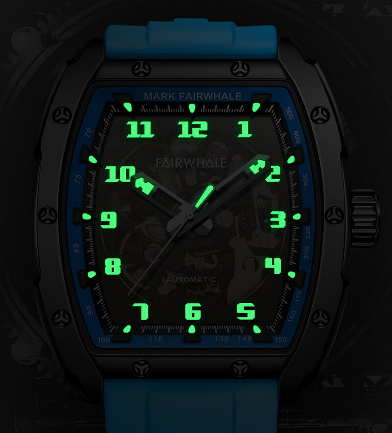 MARK FAIRWHALE Tonneau Barrel Luminous Waterproof Mechanical Automatic Watch