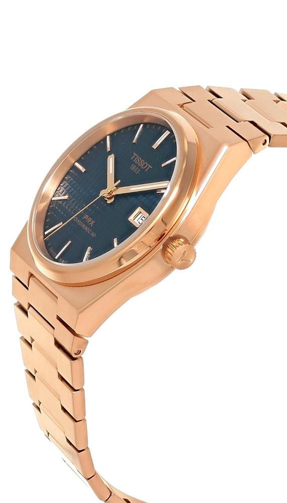 TISSOT PRX Powermatic 80 40MM Blue Dial Rose Gold PVD Watch T137.407.33.041.00