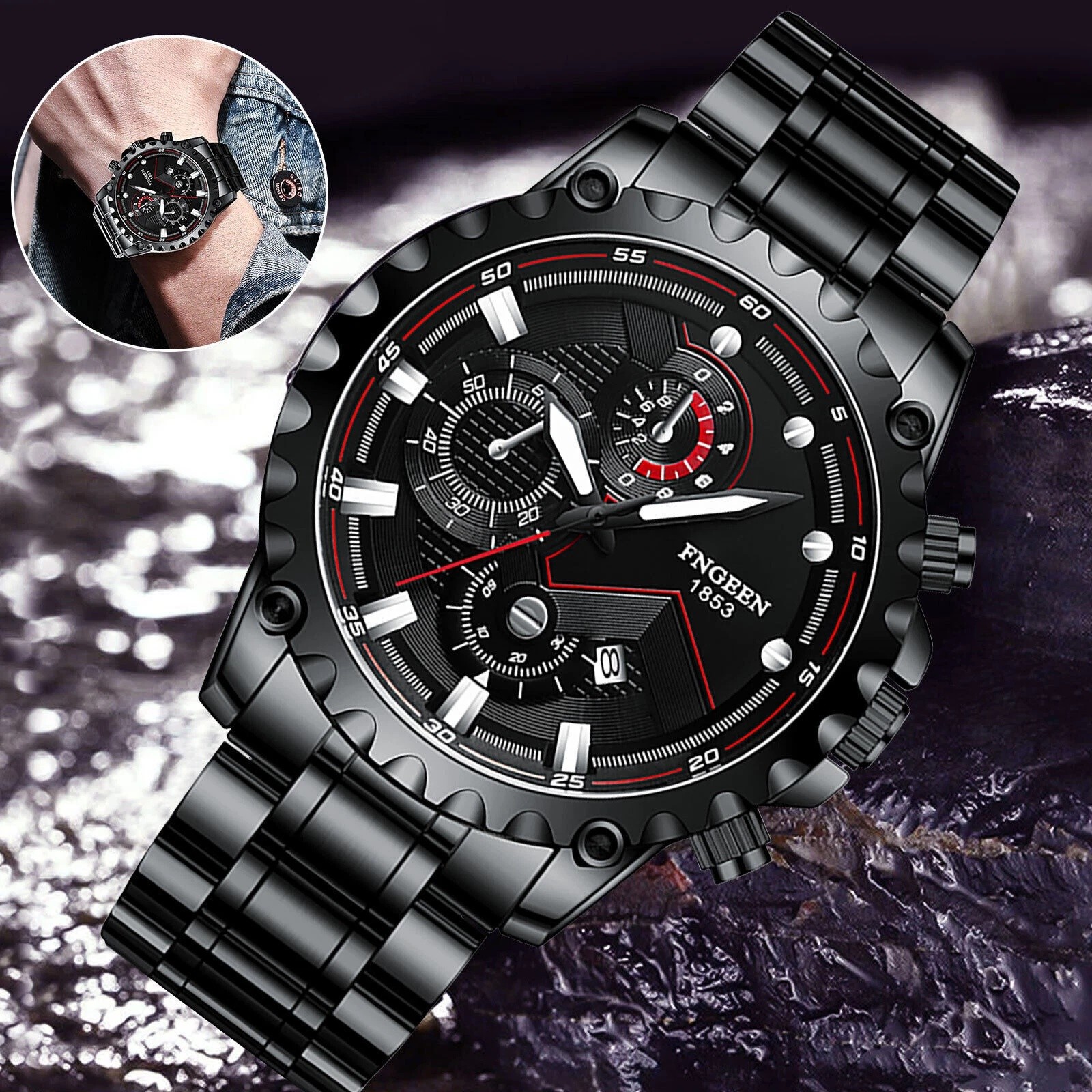 Waterproof Men’s Watch Classic Stainless Steel Quartz Luminous Luxury Wristwatch