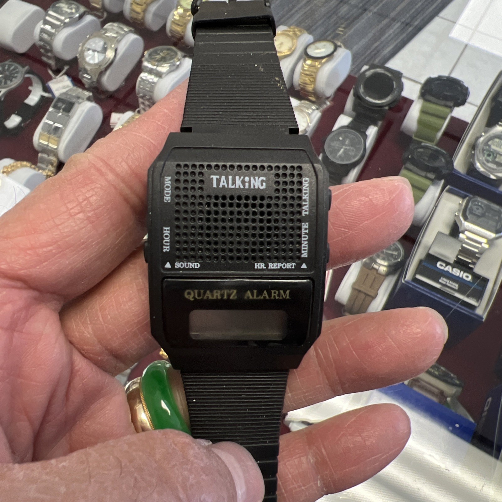 Unisex Adults Black Talking Alarm Watch( Defective For Parts 😩)good Luck Bi