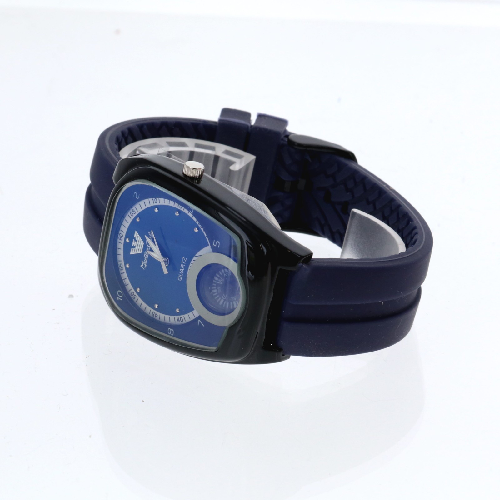 Montres Carlo Men’s Black & Purple Silicone Band Luxury Sport Quartz Watch 39mmW
